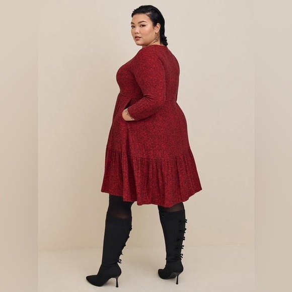 Torrid Red Textured Knit Long Sleeve Midi Dress – Women’s Size 4 (Plus) - Picture 3 of 15